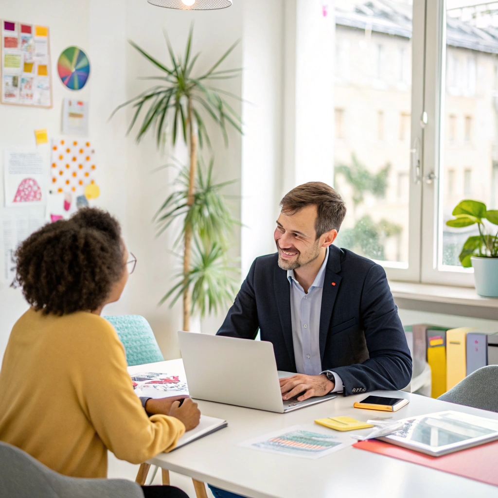 Professional digital marketing consultant in a modern executive setting